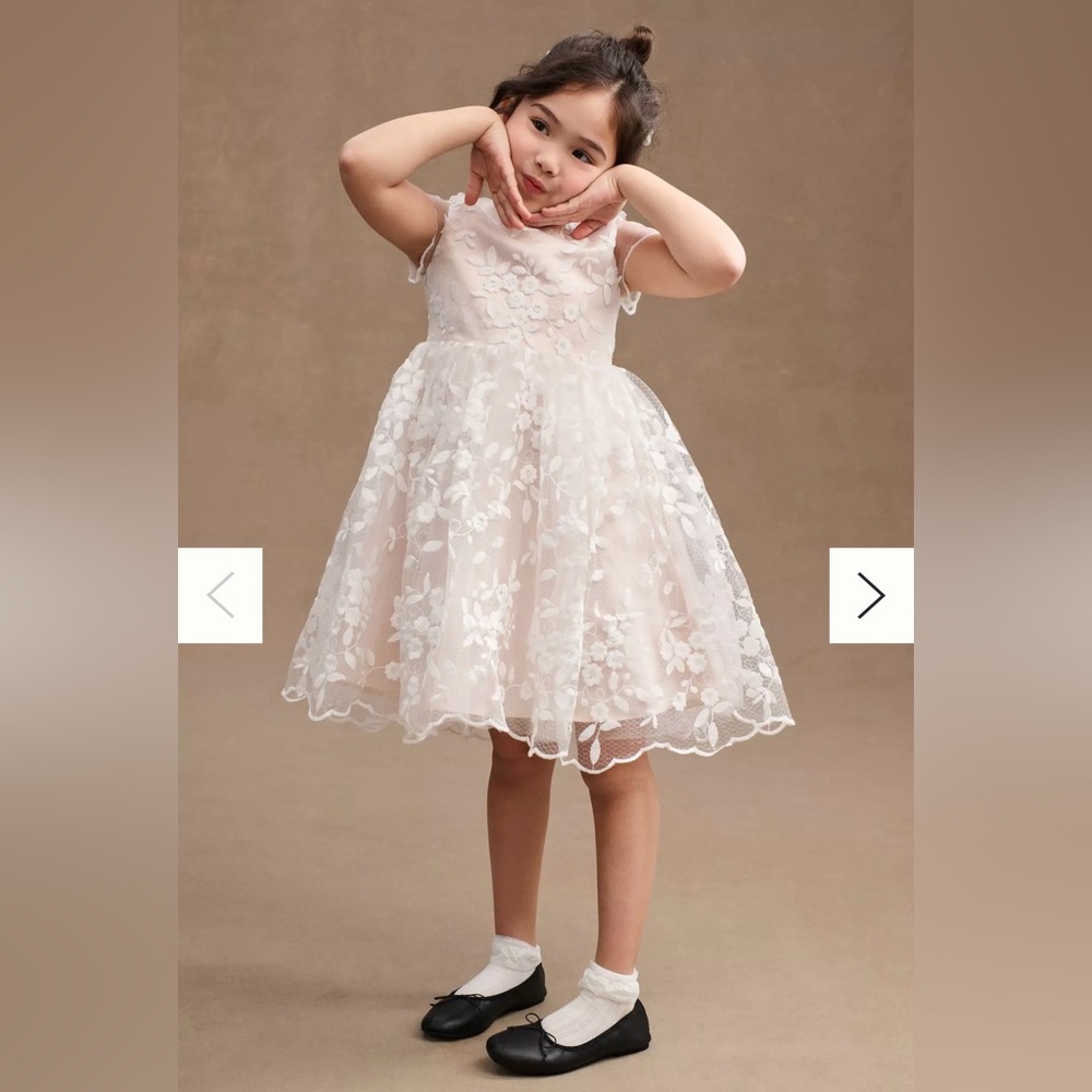Princess Daliana Lindi Lace Piping Crew-Neck Flower Girl Dress (OBO)